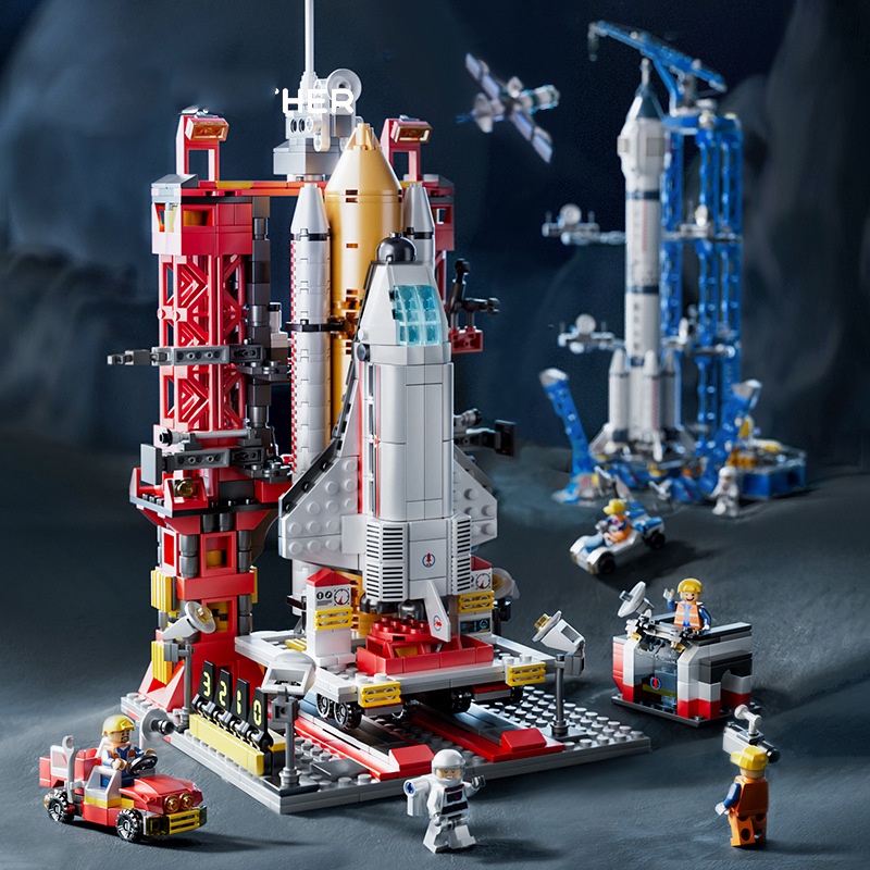 Blok Bangunan Roket Aerospace model Pesawat Luar Angkasa puzzle Mainan Anak Laki-Laki Hadiah Dekorasi