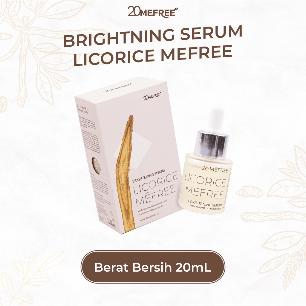 Brightning Serum Licorice Mefree | Licorice Akar Manis Serum Untuk Kesehatan &amp; Kecantikan Kuliat Wajah Pencerah Wajah Warna Kulit Bantu Atasi Noda Hitam Bekas Jerawat &amp; Pelindung Sinar UVB Pencerah Wajah