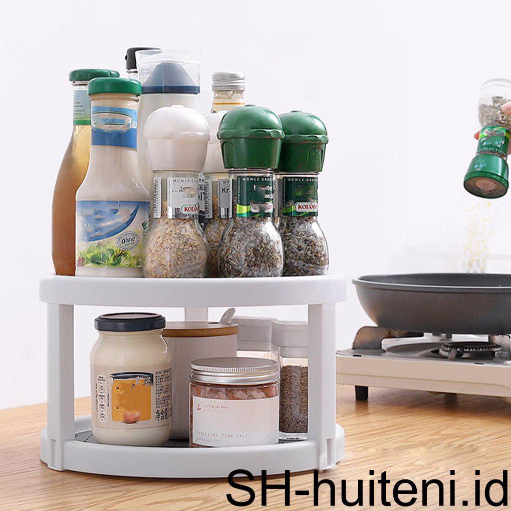 Rak Toples Bumbu Berputar Dapur Nonslip Tempat Botol Bumbu Lemari Meja Penyimpanan Bumbu Rak Organizer