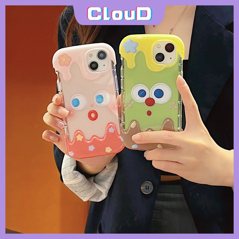 IPHONE Case Bening Ekspresi Lucu Kartun Lucu Kompatibel Untuk Iphone11 14 12 13 Pro Max 7Plus 8Plus XR X XS Max7 8 Plus SE 2020 INS Korea 3D Es Krim Silikon Lembut Pasangan Penutup Belakang