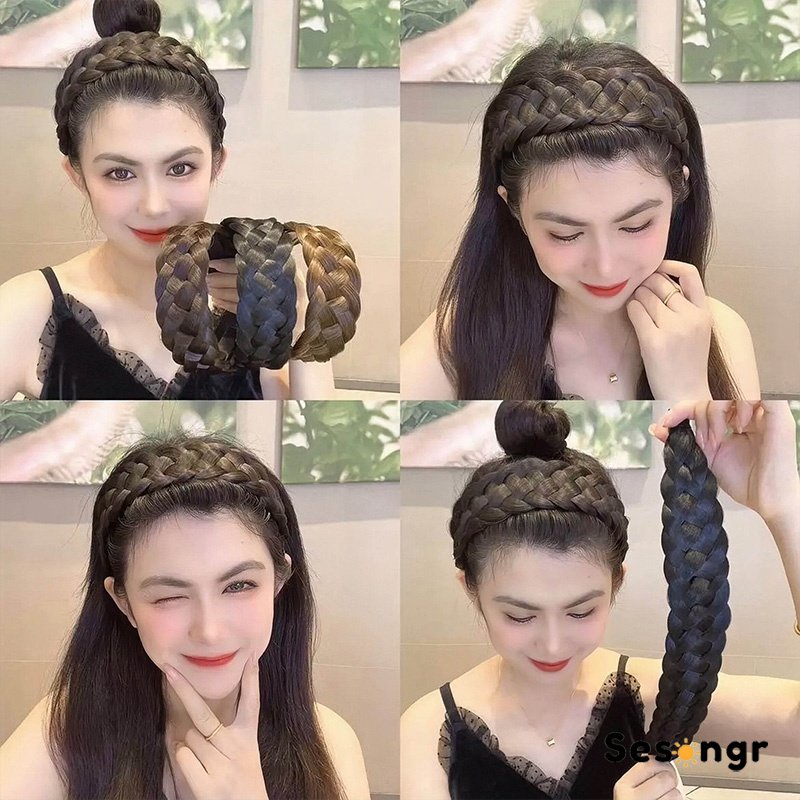 Ikat Kepala Wig,Kepang Bertepi Lebar,ikat kepala Kepang,Fishbone Menebal Kepang,Twist yang Menebal Cuci Muka,Ikat Rambut Wanita - SG