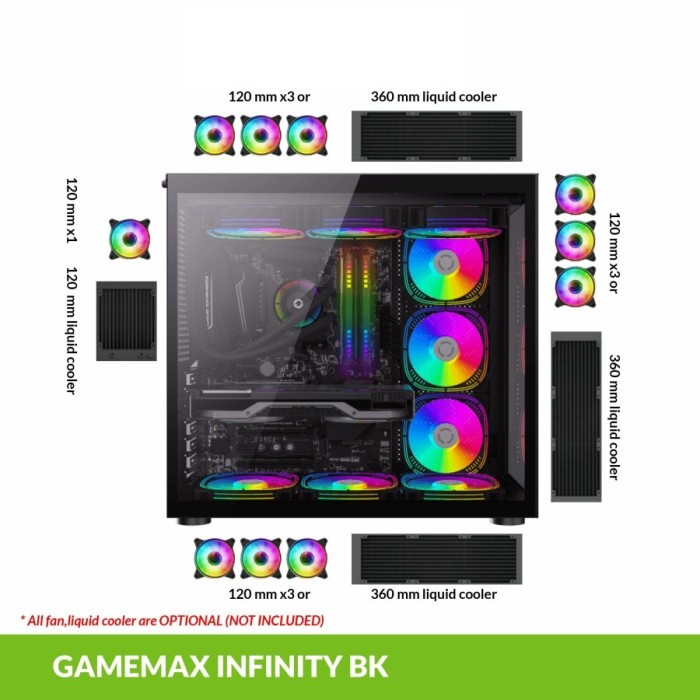 Casing GameMax Infinity Black ATX PC Case