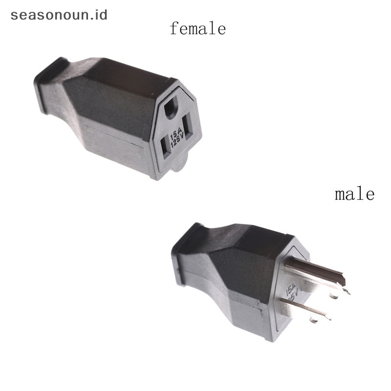 Seasonoun AC 125V 15A 3pin Konektor Kabel Listrik US Plug Converter Performa Tinggi 0 0 0 0 0 .