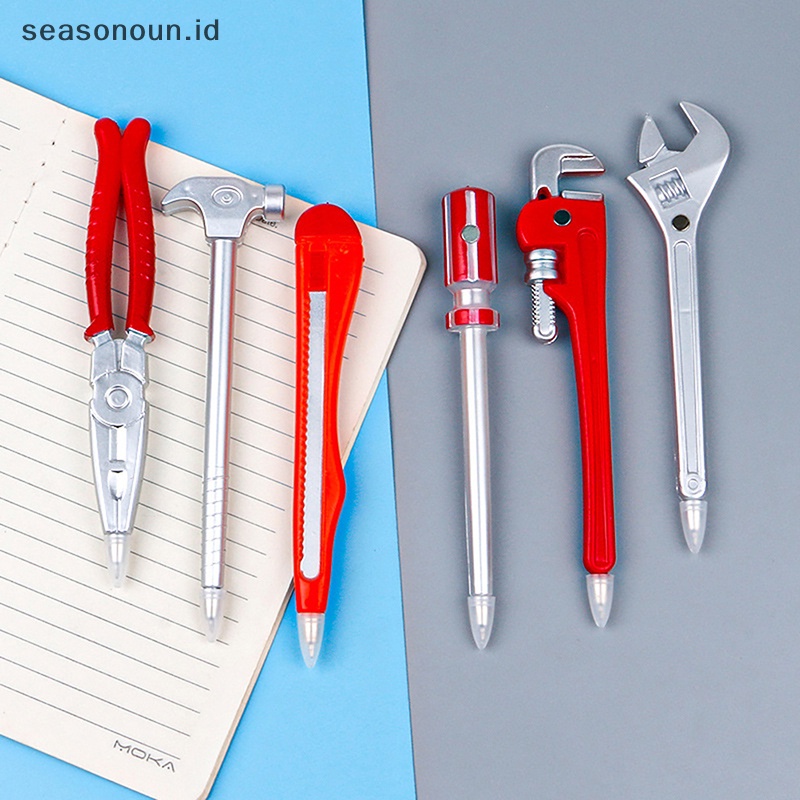 Seasonoun Ball Pens Simulasi Alat Peralatan Keras Catok Obeng Tang Palu Mainan Modelling Bolpoin Bolpoin Hadiah Belajar Siswa.
