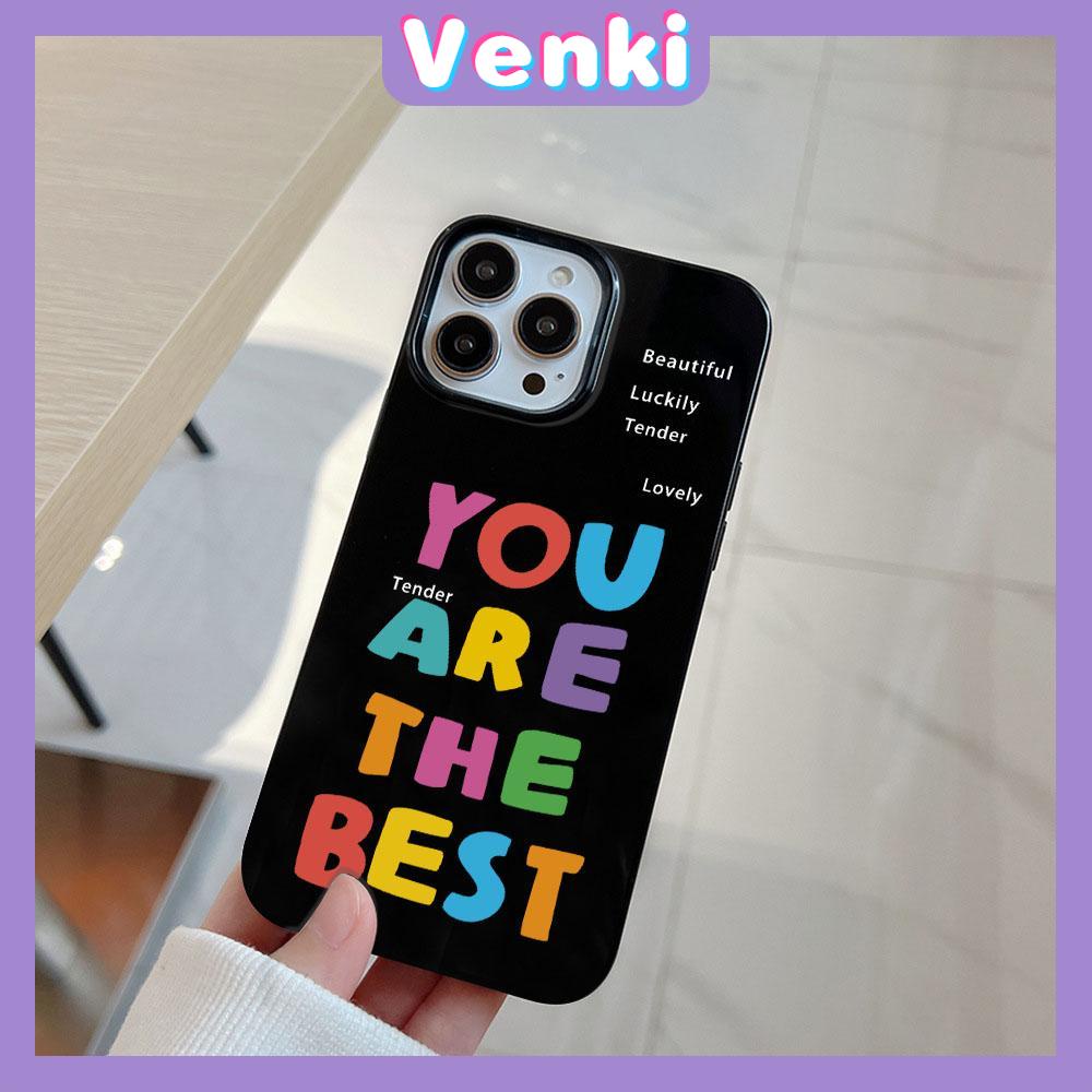 VENKI - For iPhone 11 iPhone Case Black Glossy TPU Soft Case Shockproof Protection Camera Interesting Colored English Compatible with iPhone 14 13 Pro max 12 Pro Max xr xs max 7 8