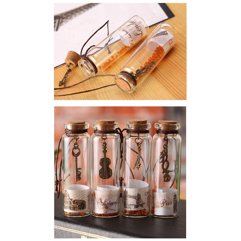 Vintage Wishing Glass Bottle Decoration Gift Botol Drift Mini Dengan Liontin