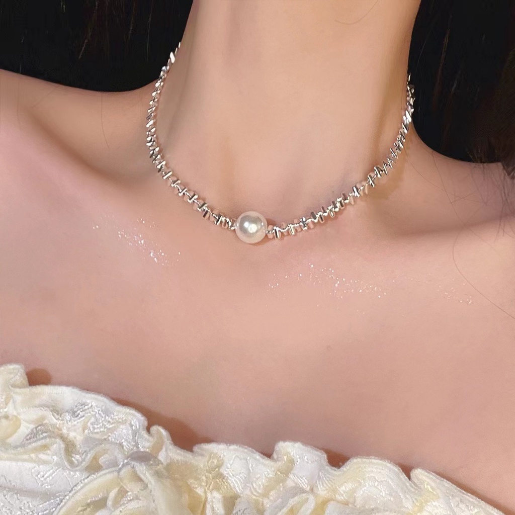 Fashion Mutiara Liontin Kalung Gelang Untuk Wanita Elegan Rantai Perak Choker Aksesoris Perhiasan