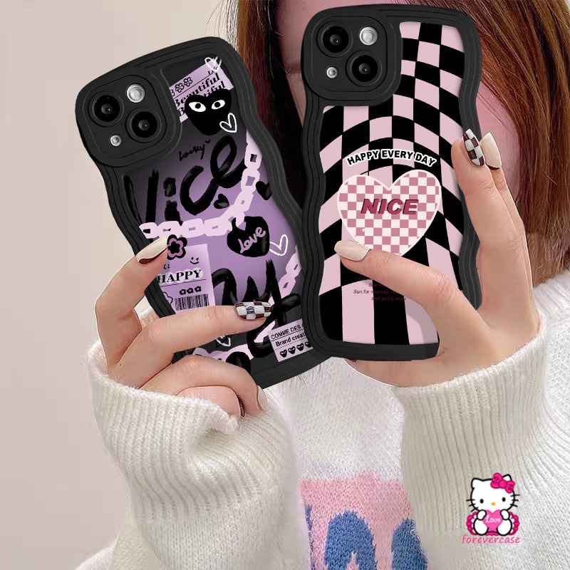 Wavy Edge Case For Infinix Hot 10 20s 12i 8 20 12 Pro 9 10Lite 11s 10s Hot 12 11 10 9 Play Note 12 G96 10 Pro Smart 4 5 6 Plus Ins Fasion Cool Checkerboard Love Heart Soft Cover