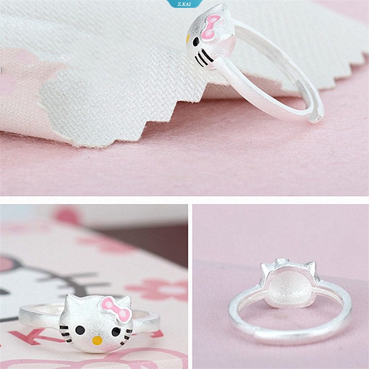 2023cincin Sanrio Hellokittys Kartun Elegan Fashion Wanita Fashion Perhiasan Pesta Ringan Sehari-Hari Aksesoris Hadiah Ulang Tahun [ZK]