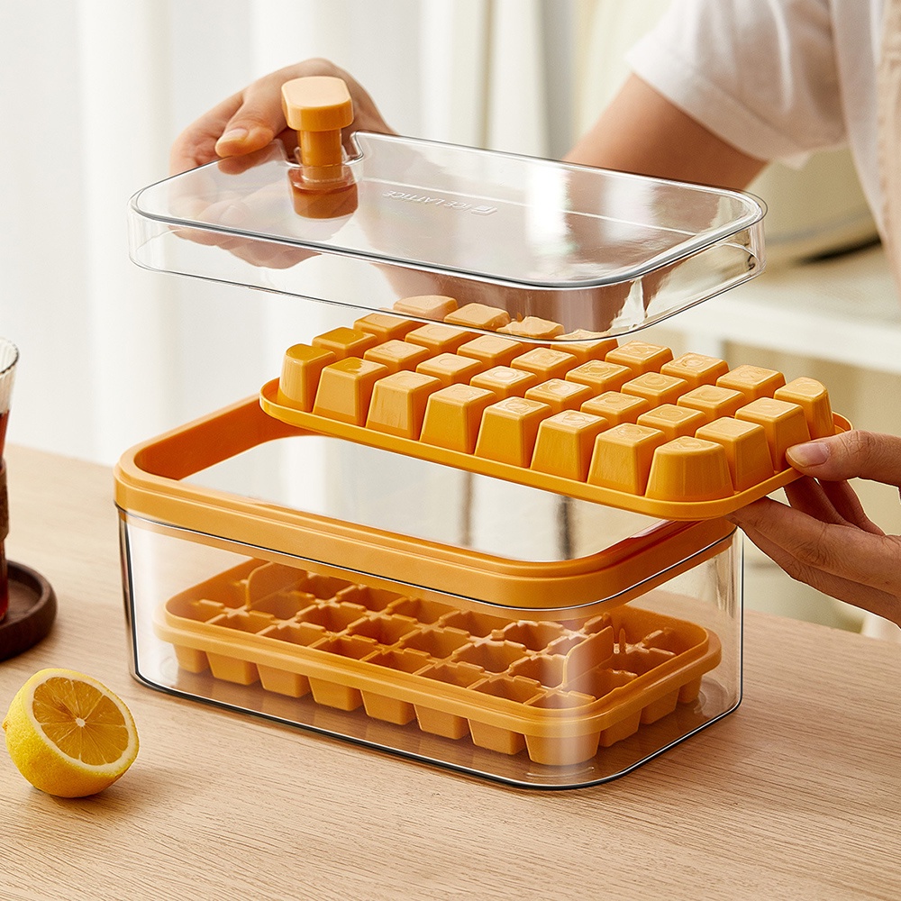 Summer Essential Mini Ice Cube Tray With Box Cetakan Es Silikon Food Grade Tekan Dan Beku Dengan Pembuat Es Batu Silikon