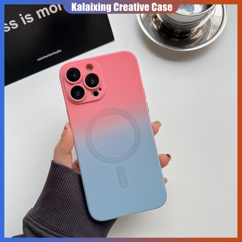 IPHONE Casing Ponsel Fungsi Magnetik Gradasi Untuk Iphone14Plus14Pro Max13Pro Max13Pro 13pro 14pro11dengan Film Perlindungan Lensa Silikon Lembut Penutup Belakang