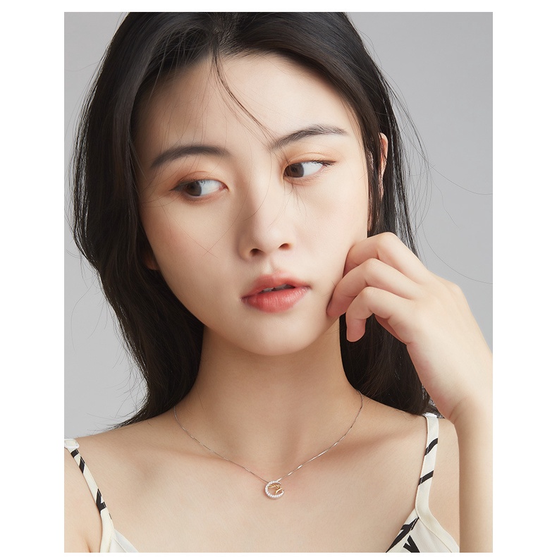 Goldkingdom Fashion Perhiasan Aksesoris Ready Stock Elk Kalung Wanita Ringan Mewah Perak Murni Sederhana Kerah Rantai