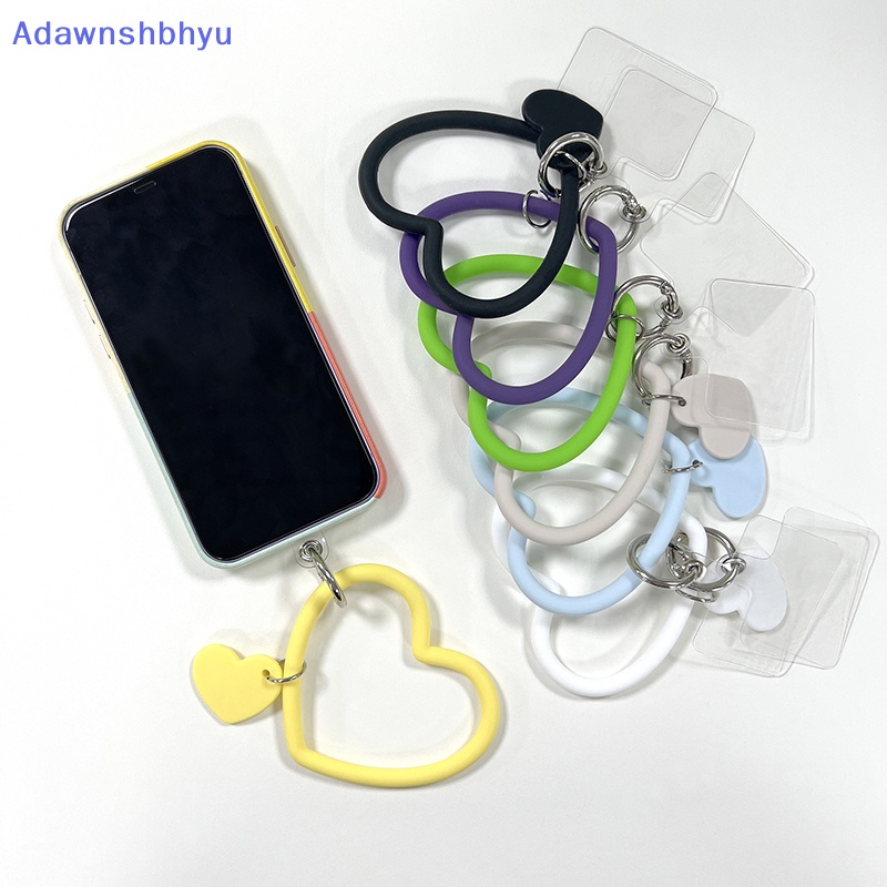 Adhyu Universal Tali Cincin Gantung Silicone Wrist Ring Untuk Phone Case Berbentuk Hati Gelang Silikon Gelang Gantungan Kunci Anti-Lost Lanyard Big Ring Keychain Jewelry ID