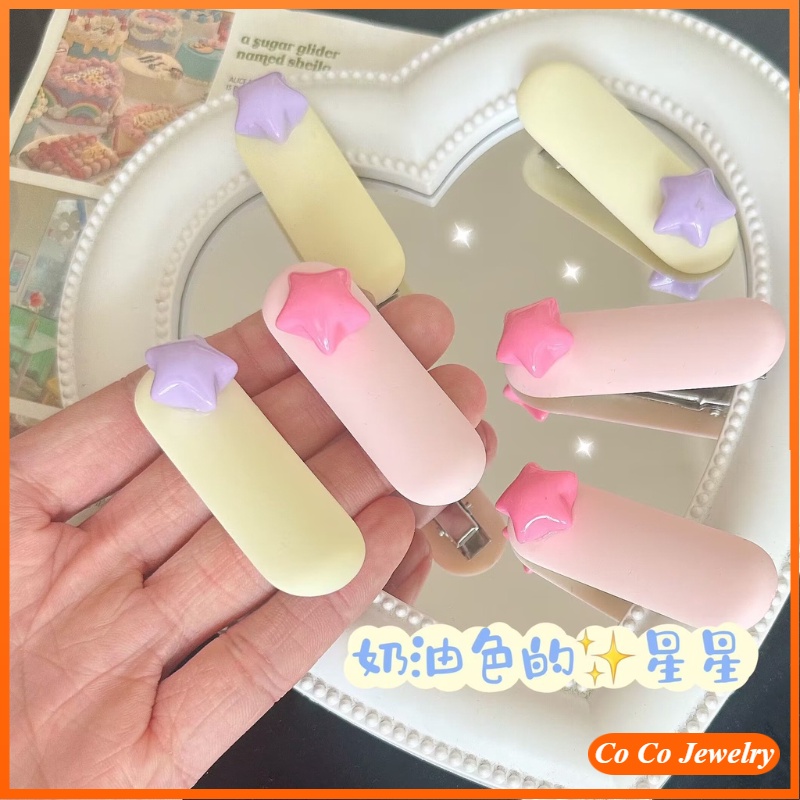 Y2k Candy Color Star Ellipse Duckbill Hair Clip Aksesoris Rambut Gadis Manis