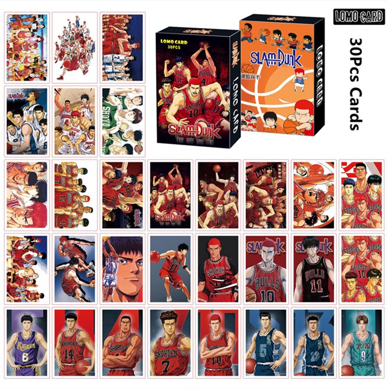 30pcs /box Kartu Slam Dunk LOMO Basket Shohoku Sakuragi Hanamichi Rukawa Kaede Takenori Akagi Koleksi Kartu Postcard Untuk Fans