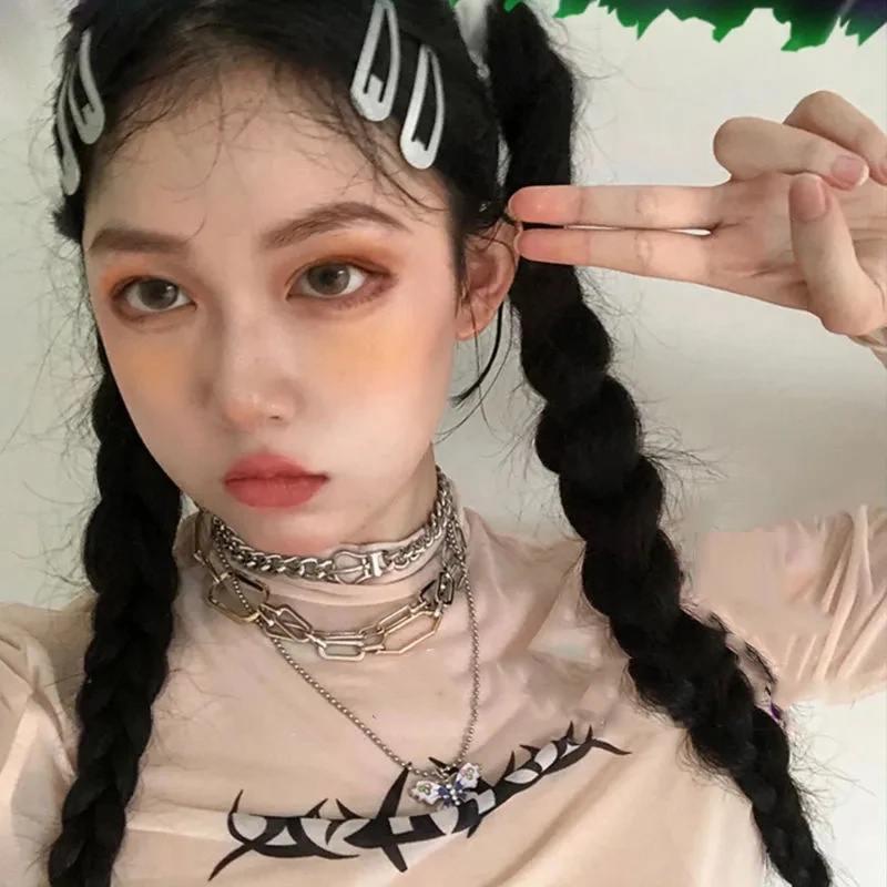 Korea Fashion Sederhana Snap Hiasan Kepala Jepit Rambut Aksesoris/Perak Y2K Berbentuk Drop BB Hairclip/Bayi Anak Jepit Rambut/Punk Gadis Logam Rambut Klip Hiasan Kepala/Indah BB Jepit Rambut Perhiasan