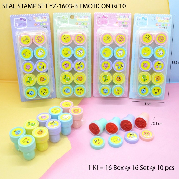 stempel / seal stamp set motif emoticon isi 10 -ziLong
