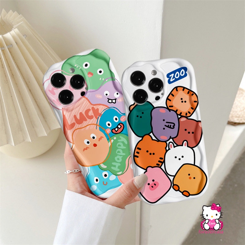 Casing Kartun Binatang Kecil Monster Lucu Untuk Redmi 9A 10C A1 9C Nfc9 10 A2 10A 9T Note10 10Pro 8 9 10 Pro Max Plus 11 11s 10s POCO M3 Couple Soft Tpu 3D Wavy Curved Edge Cover