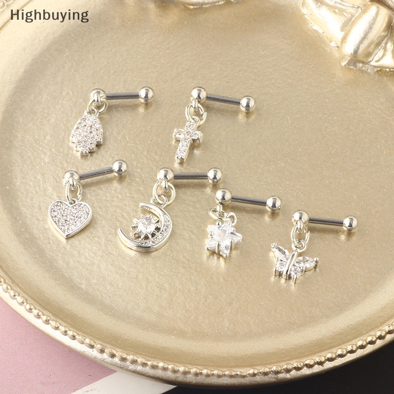 Hbid Cross Ear Tragus Earring Stud Barbel Kristal Tulang Rawan Anting Stud Glory