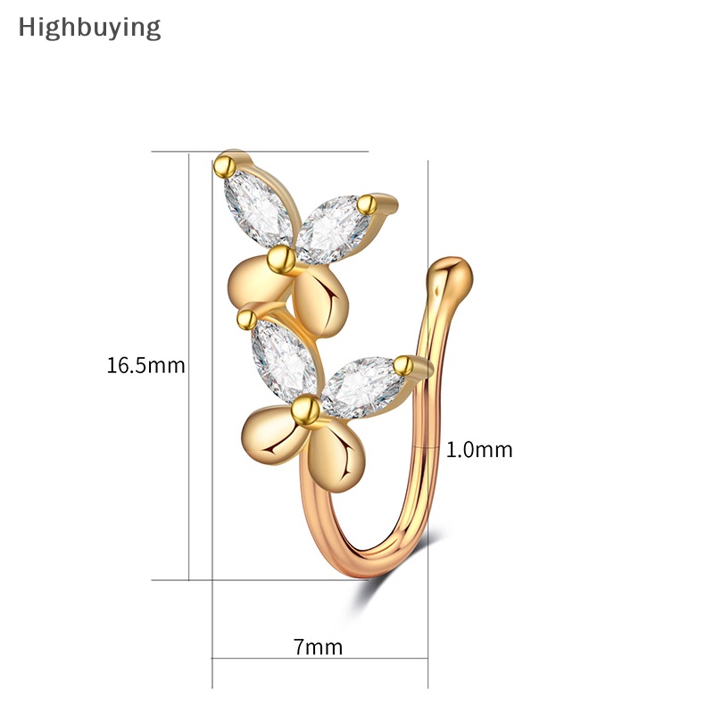 Hbid butterfly Non Piercing Tanpa Lubang Cincin Hidung Clip On Nose Hoop Ring Fake Glory