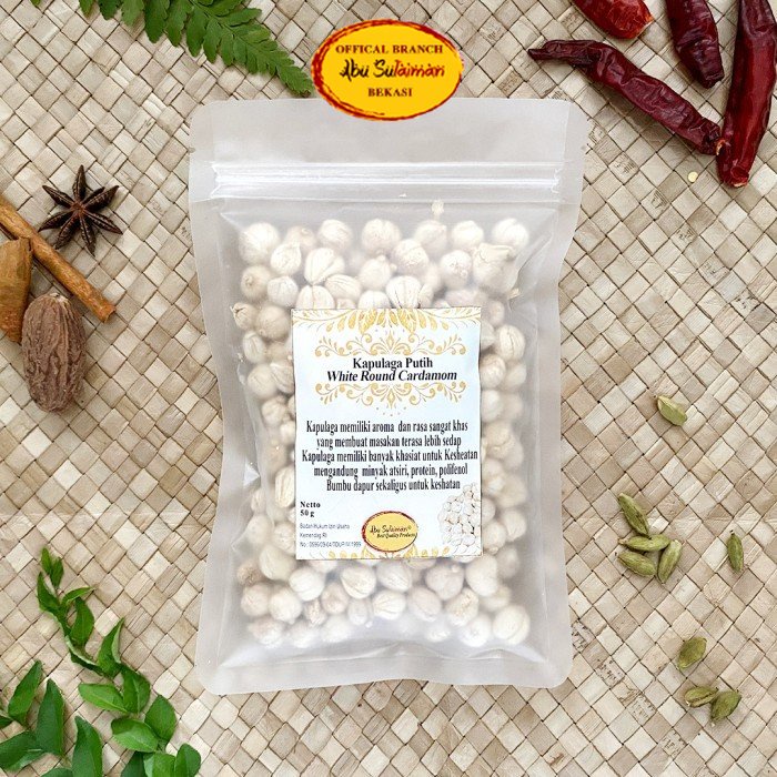 

Kapulaga Putih Super pack / White Round Cardamom Pilihan Abu Sulaiman 50 gr