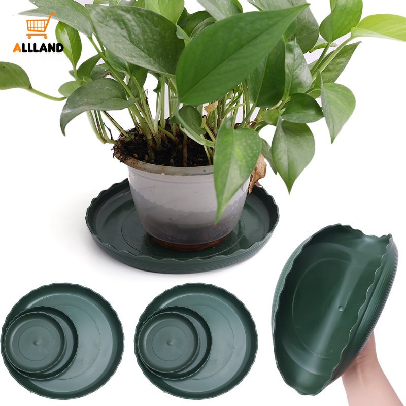 Tray Drainase Pot Hijau Bentuk Bulat Tahan Lama/Alas Pot Bunga Resin Lembut/Perlengkapan Taman Indoor Outdoor