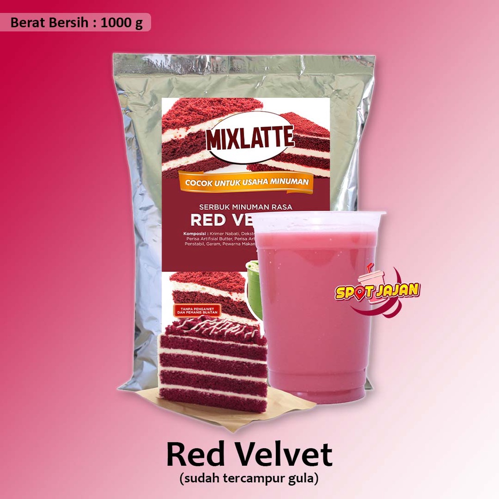 

MIXLATTE Red Velvet 1 kg Bubuk Minuman Dengan Gula / Serbuk Minuman Instan Rasa Cokelat