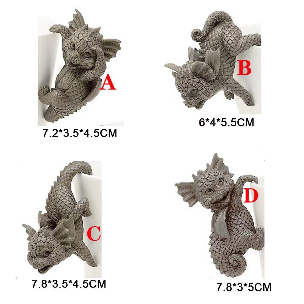 [Elegan] Patung Naga 3D Lucu Desktop Pot Bunga Dekorasi Climbing Yard Decor Ornamen Resin