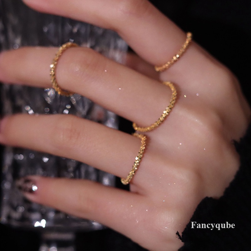 Fashion Cincin Berkilau Gaya Simple Serbaguna Hias Cincin Jari Telunjuk Kompak Untuk Perhiasan Wanita