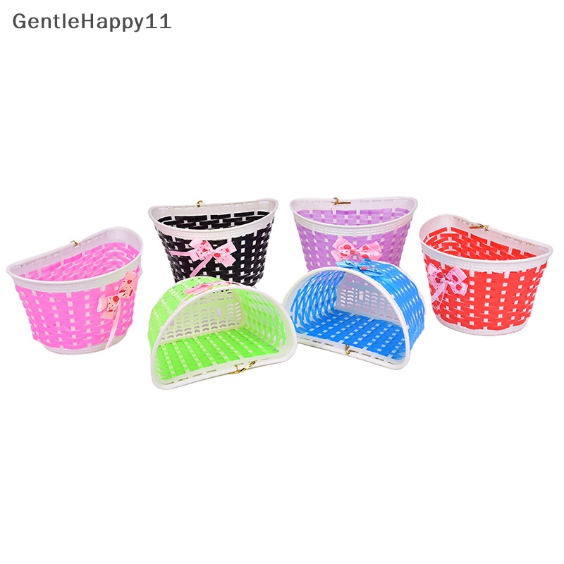 Gentlehappy 1pc Keranjang Sepeda Anak Bike Plastik Rajut Busur Simpul Depan Tas Handmade id