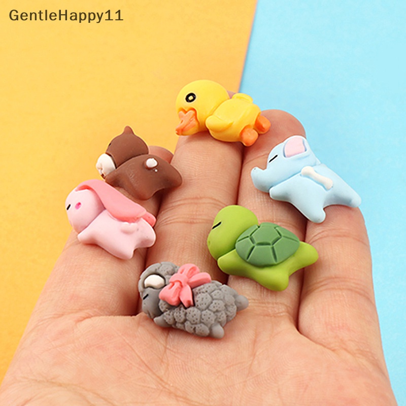 Gentlehappy 5pcs Ornamen Mobil Hewan Tidur Mini Resin Beruang Kelinci Turtle Dekorasi id