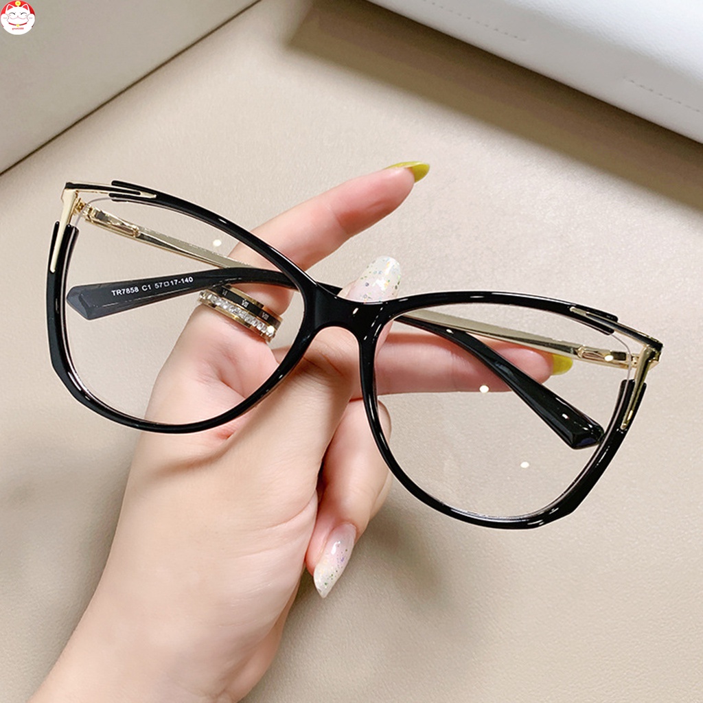 Unisex Lensa Bening Wanita Pria Kacamata Square Non Resep Kacamata Eyeglasses