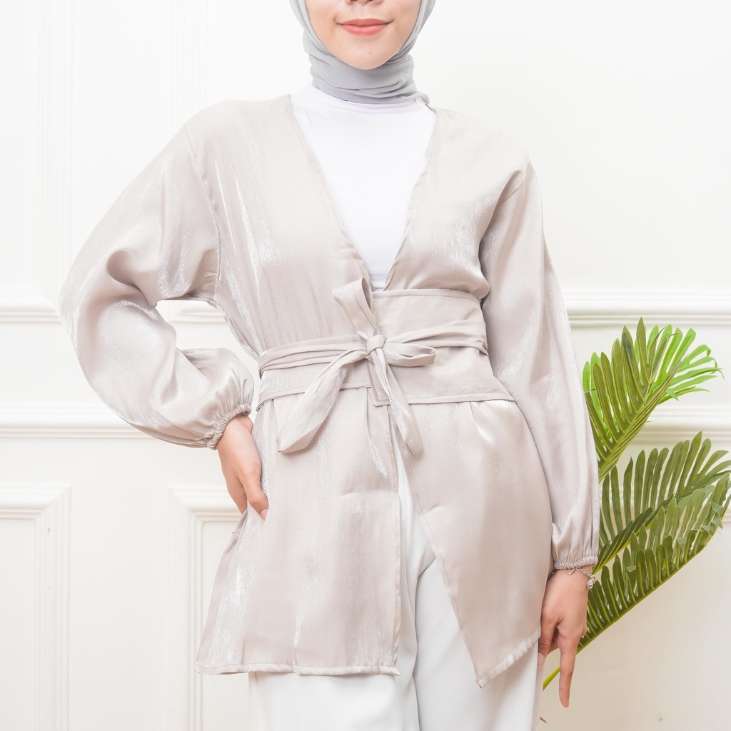 ZASKIYA-  Cardigan Aragine Shimmer FREE OBI BELT