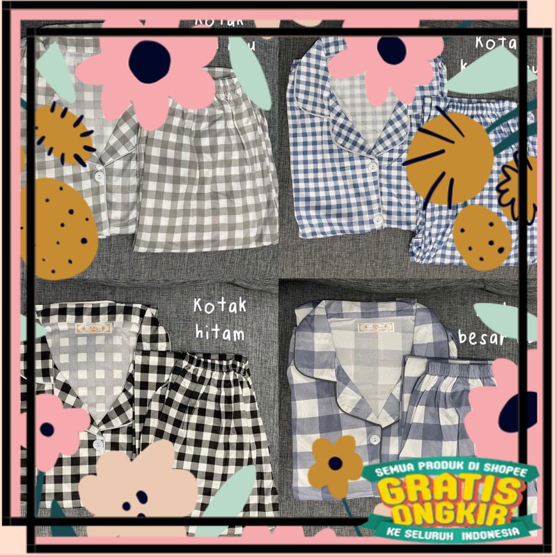 Piyama Kotak Import Korea Lengan atas panjang Piyama korea Taehyung PP/ Spesial Terbatas Tebal