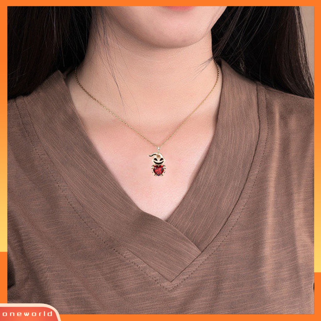 [ONE] Wanita Pria Kalung Berlian Imitasi Mengkilap Bentuk Hati Patch Dekorasi Adjustable Leher Rantai Neck Dekorasi