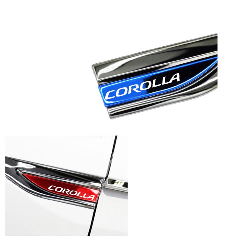 1set Stiker Logo Sisi Logam Spakbor Pintu Mobil Stainless (Kiri Kanan) Untuk Aksesoris Toyota Corolla Gen10 Gen11 Gen12 Corolla Altis