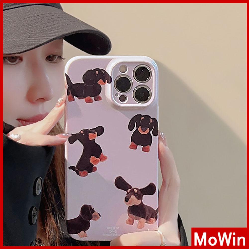 Case iPhone 14 Pro Max iPhone Case Cream Glossy Soft Case TPU Tahan Guncangan Kamera Case Pelindung Anjing Hitam Lucu Kompatibel dengan iPhone 13 Pro Max 12 Pro Max 11 Xr X Max 7Plus 8Plus
