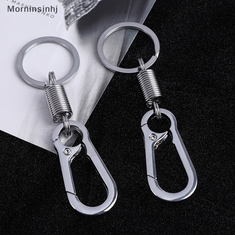 Mornin Silver tone spring buckle belt Tas Klip loop hook Gantungan Kunci key fob ring  Id