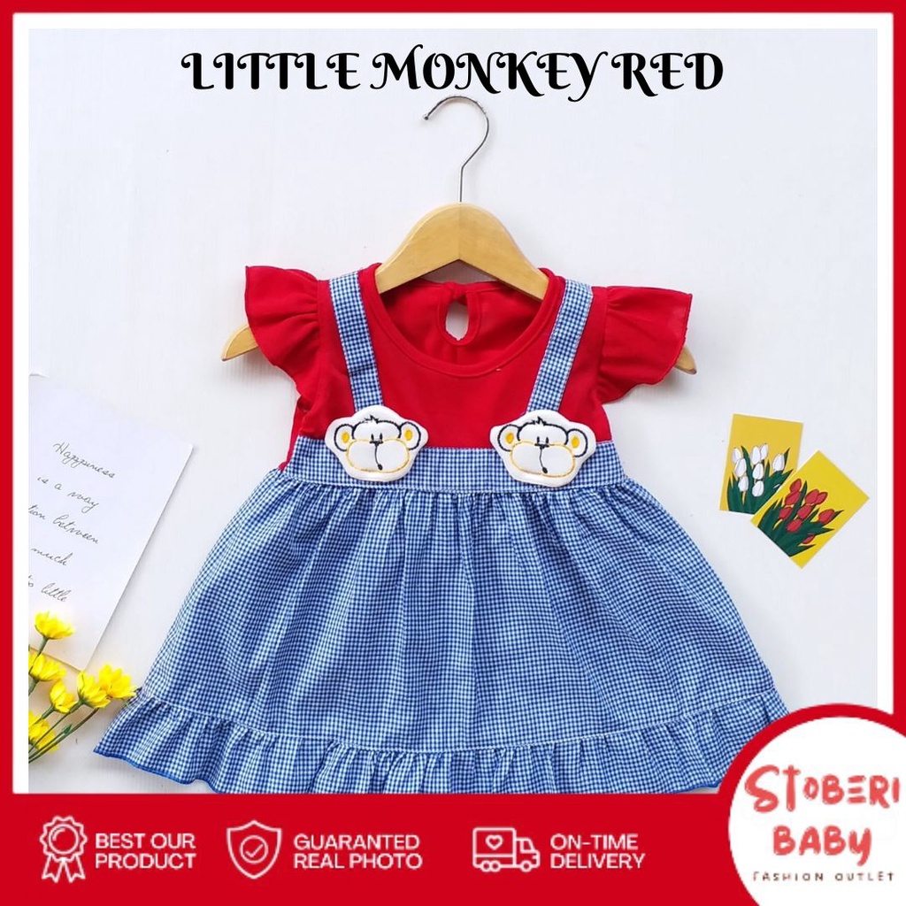 stoberi baby - QIU2 LITTLE MONKEY Baju Bayi Model Dress MURAH Baby Girl (0-6 bulan) Dress Anak Perempuan