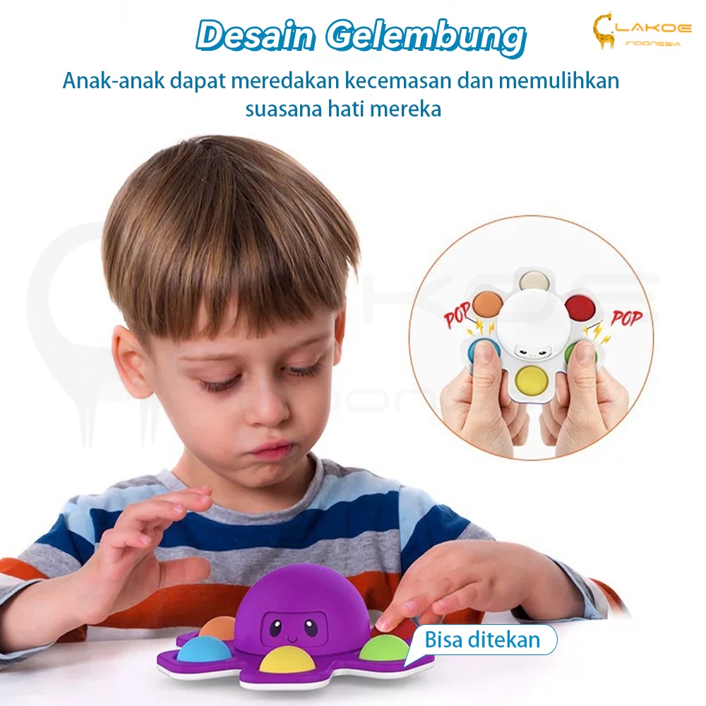 LAKOE Mainan Sensorik Hand Fidget Spinner Anak Pop it/Fidget Spinner Octopus Face Changing/fingertip spinner gurita