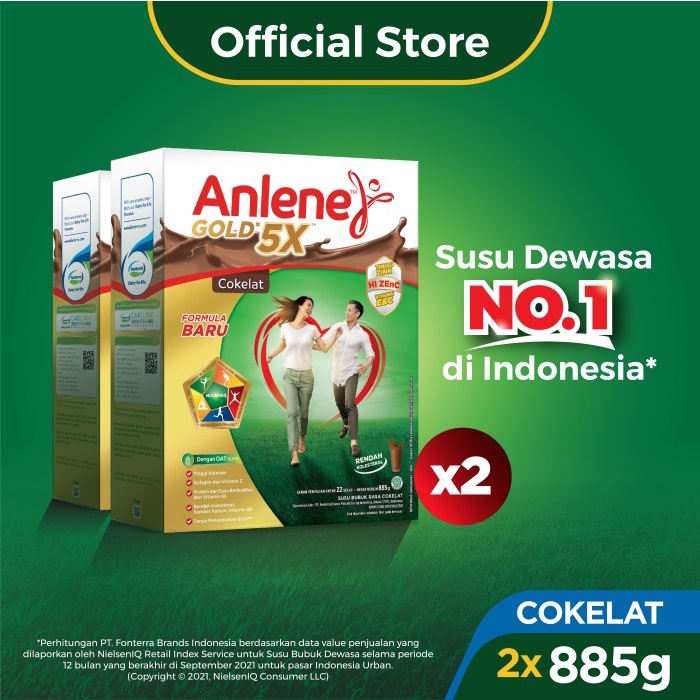 

Promo Terjangkau ~ Anlene Gold 5X Susu Bubuk Dewasa Cokelat 2x885g - Tulang & Sendi