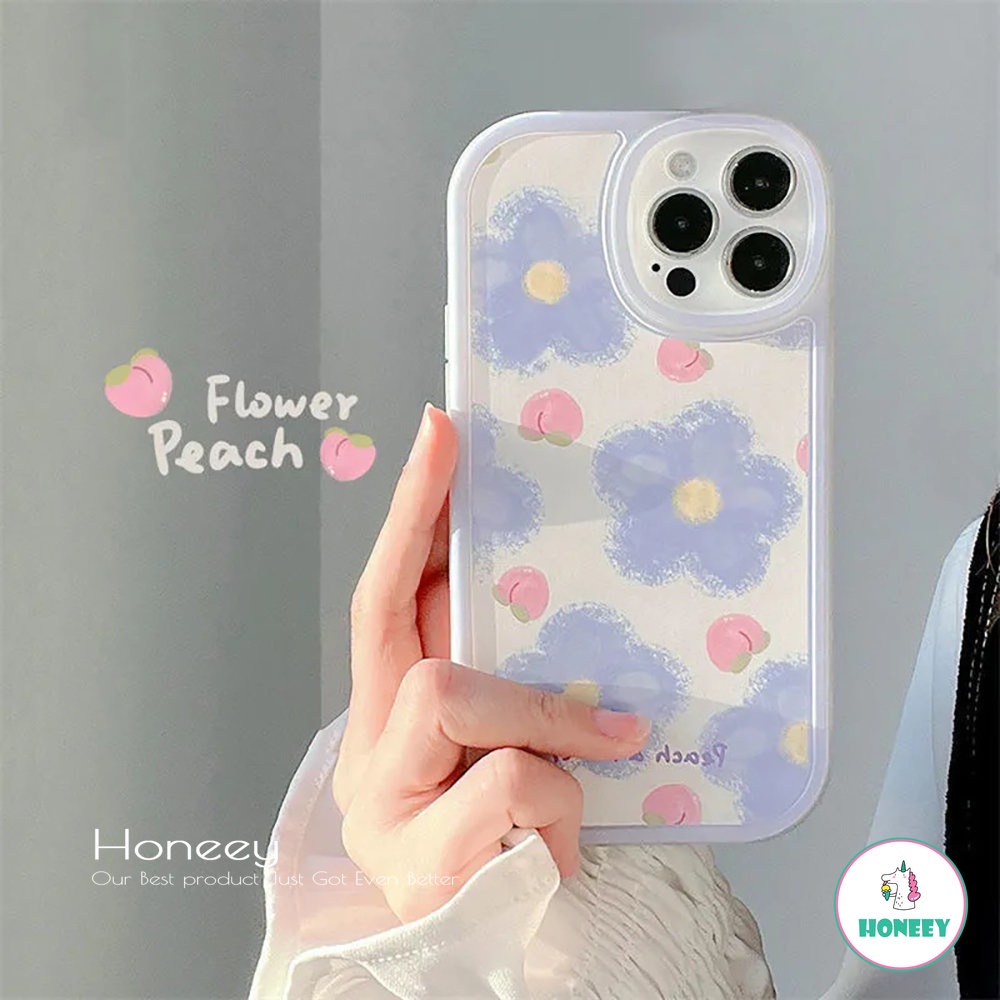 IPHONE Fashion Biru Musim Panas Floral Phone Case Untuk Iphone14 13 11 12 Pro Max Xs7 8 Plus X XR Round Edge Cute Flower Lembut Silicon Shockproof Cover