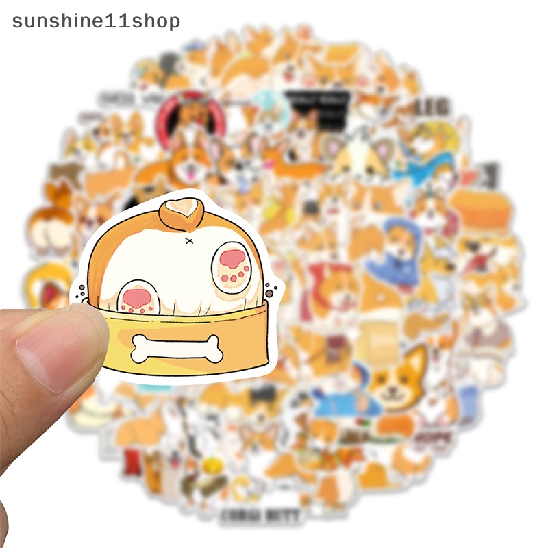 Sho 50 /100 Pcs Lucu Corgi Kawaii Hewan Stiker Ponsel Bagasi Skateboard Laptop Gitar Kartun Grafiti Tahan Air Stiker Sticker N