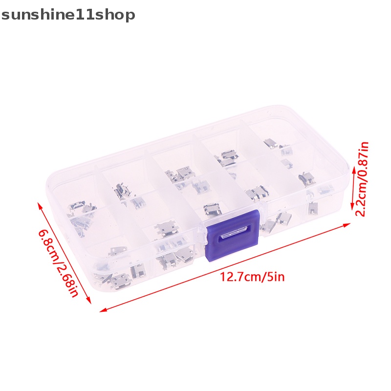 Sho 50Pcs /Box 10model Micro USB Female 5pin DIP Tipe B SMT USB Konektor Plug N