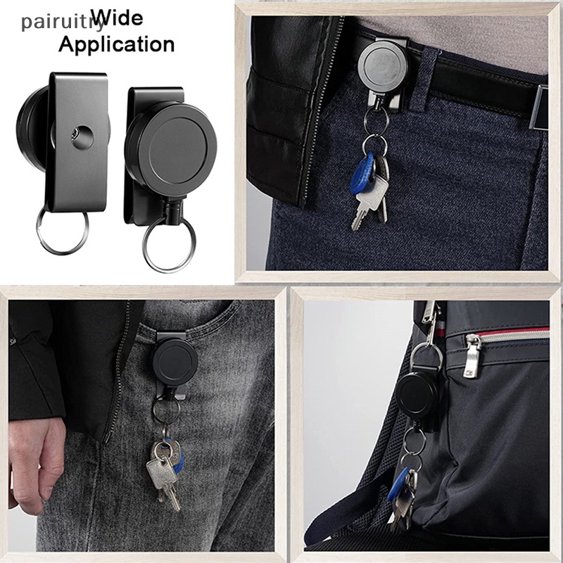 Prt Ditarik Tugas Berat Gantungan Kunci Badge Holder Multitool Carabiner Klip Key Ring PRT