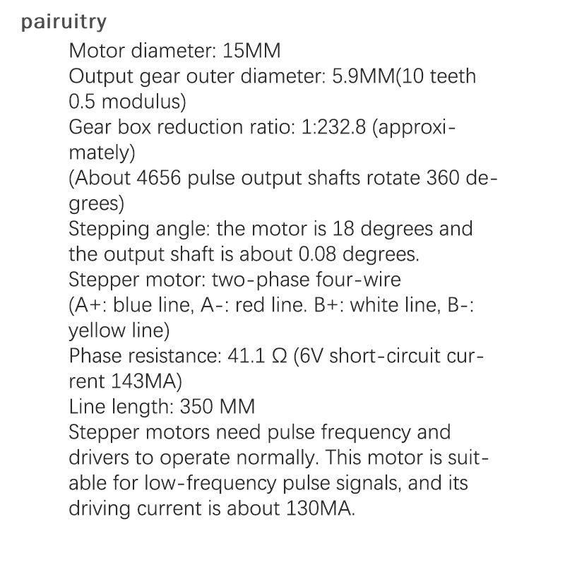 Prt Metal Gear Stepper Motor Diameter 15mm Presisi Tinggi Dua Fase Empat-Kawat Micro Motor Alat Presisi DC Motor PRT