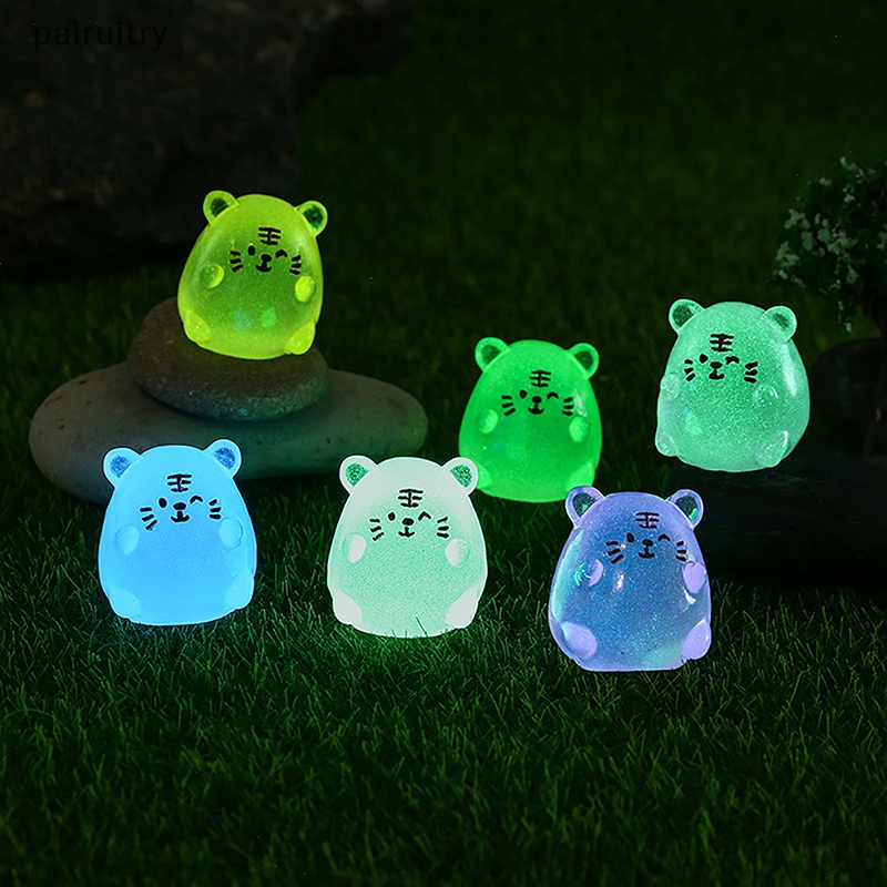 Prt 2pcs Luminous Tiger Micro Resin Landscape Figure Ornamen Menyala Dalam Gelap Miniatur Taman Micro Pesta Mobil Dekorasi Rumah Aksesoris PRT