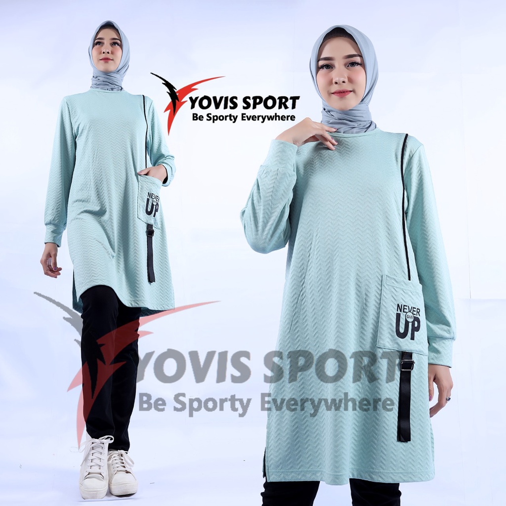 Atasan Tunik Jaguard By Yovis sport/baju senam tunik/Kaos Olahraga Muslimah