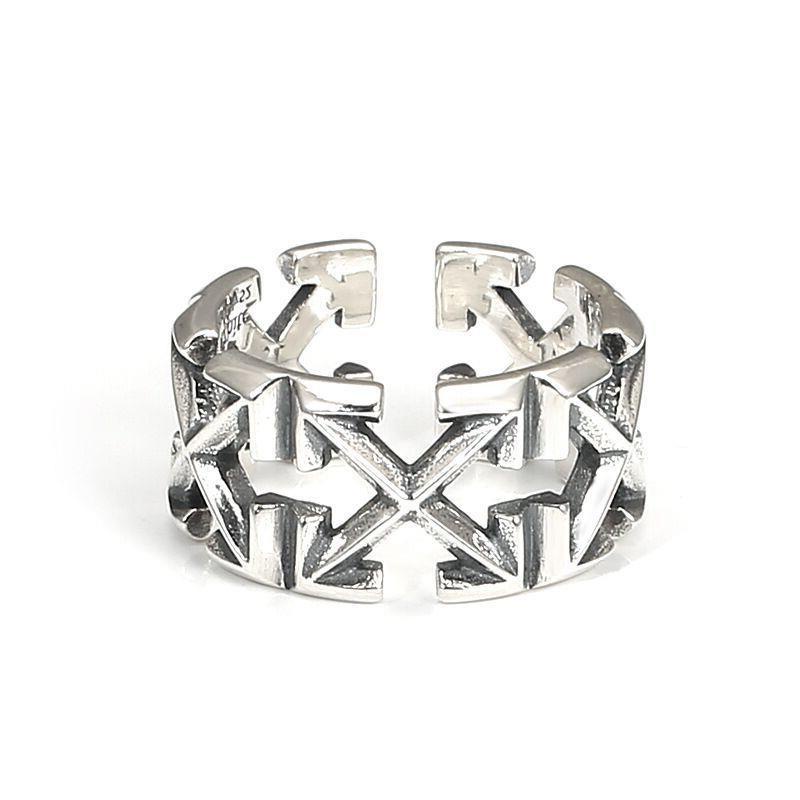 Retro Dual Arrowhead X Ring - Aksesoris Artistik Untuk Pria