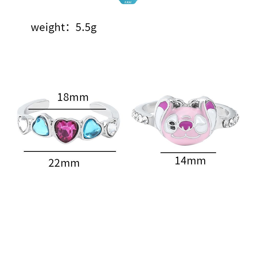 Baru Stitch Cincin Mewah Pesona Perhiasan Pembukaan Adjustable Dilepas Kristal Stitch Rings Halloween Aksesoris Hadiah [ZK]